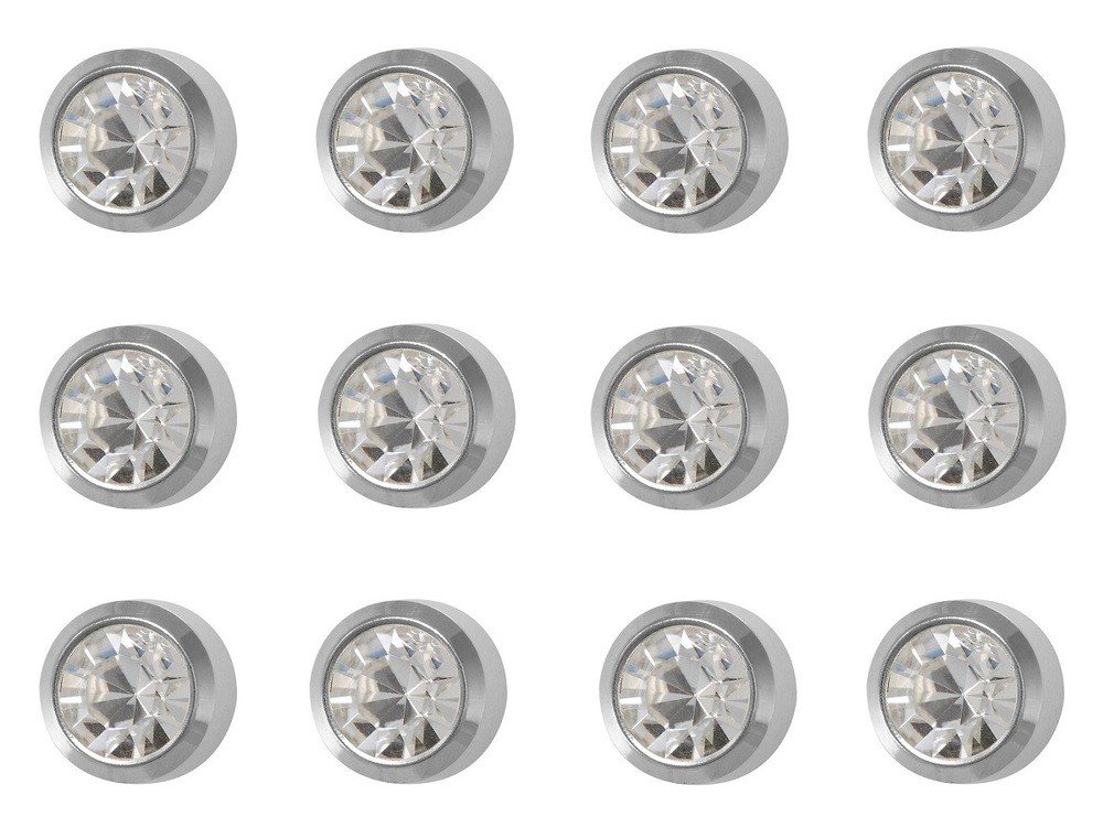 12 Pairs Studex April/Crystal Regular 4mm Stainless Steel Bezel Setting Ear Piercing Stud Earrings Birthstone