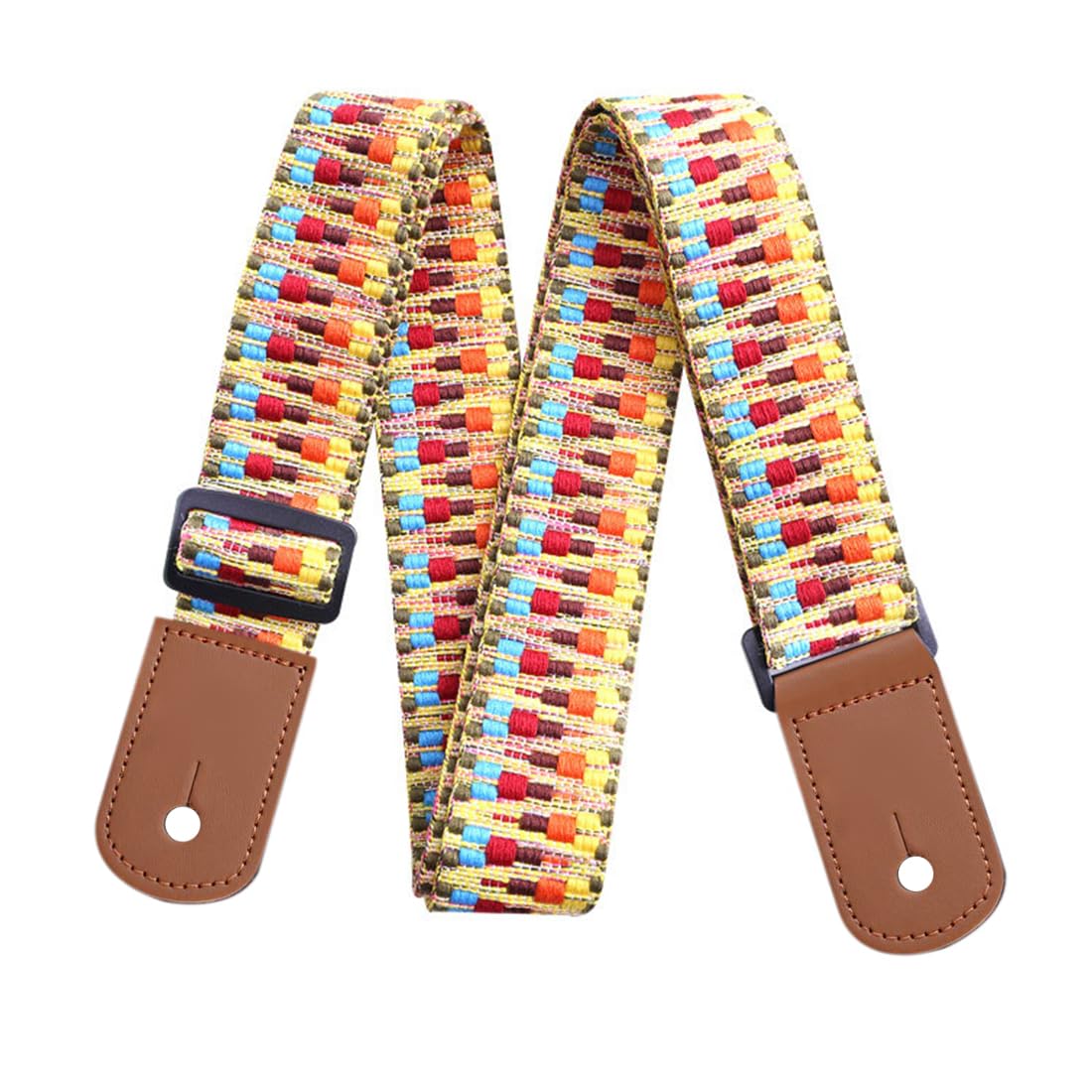 SJLAUX Ukulele Strap Bohemian Vintage Woven Guitar Strap Adjustable Banjo Strap Belt Uke Shoulder Strap for Tenor Soprano