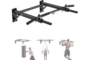 ULTRA FUEGO Wall Mounted Pull Up Bar, Thicken Steel Max Load 300 lbs，Punch Bag and TRX Training Hook for Home Gym Upper Body Workout Chin up Bar for Garage