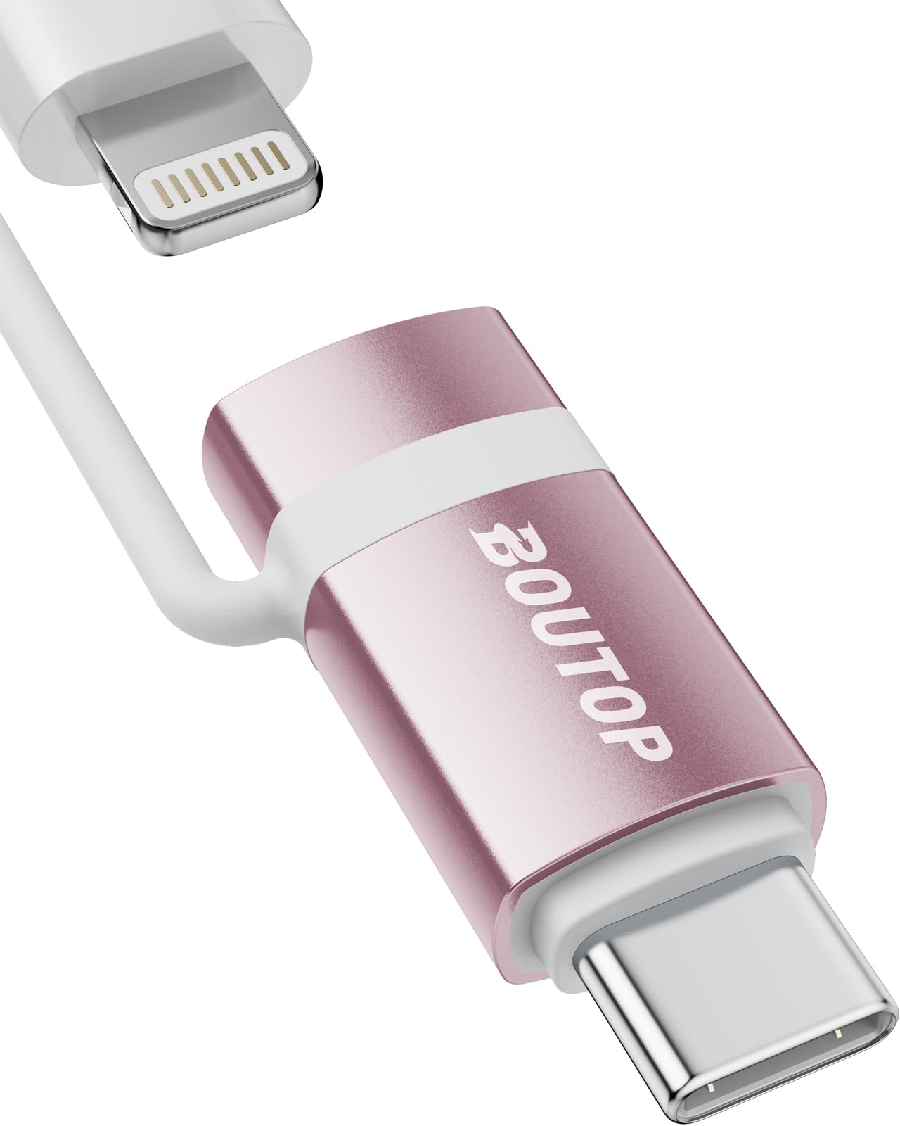 BOUTOP [Apple MFi Certified 60W Lightning to USB C Adapter for Fast Charging Compatible with iPhone 15 Pro/15 Pro Max/15/15 Plus, MacBook, iPad - [1 Pack, Pink]