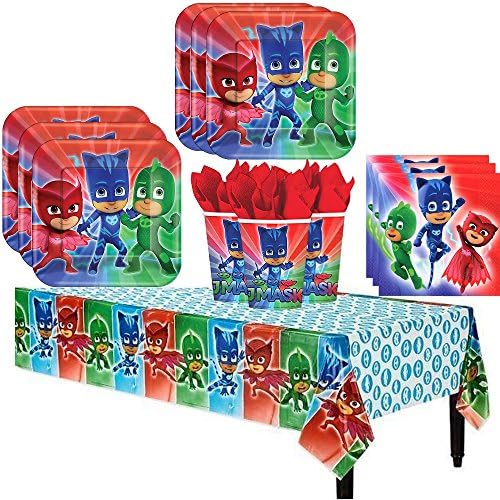 PJ Masks Birthday Party Pack for 16 with Plates, Napkins, Cups, and Table cover