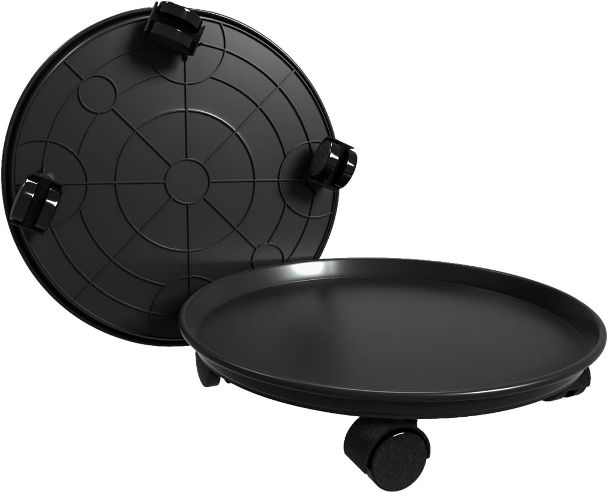 AMKOSKR 2Pcs 39cm Black Plant Caddy Round Movable Planter with Easy