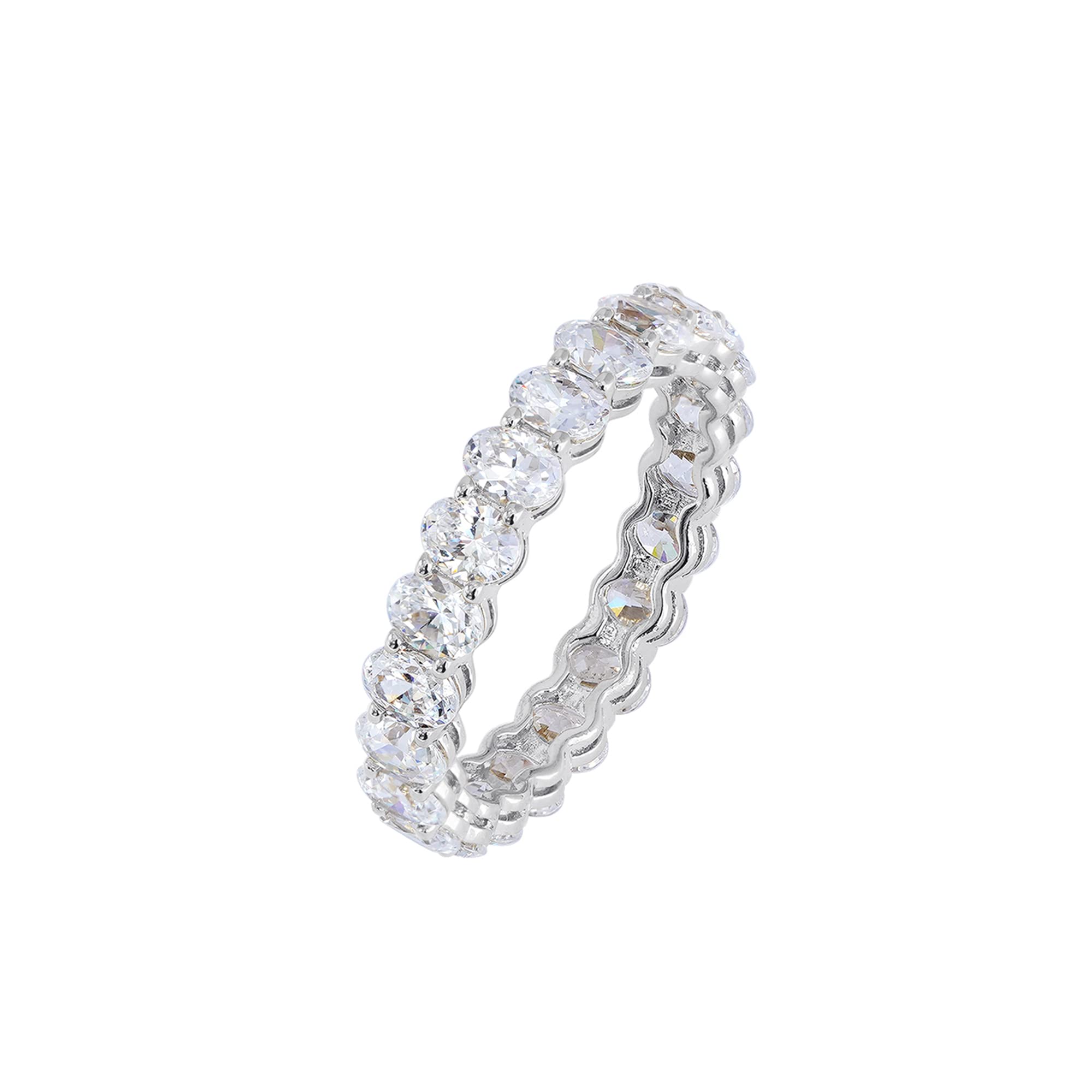 Photo 1 of Amazon Essentials Rhodium Plated Cubic Zirconia Stackable Statement Ring Size 6, Silver