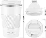Aolieh Travel Mug 380 ml Stainless Steel Insulated Cup with Lid White view 5