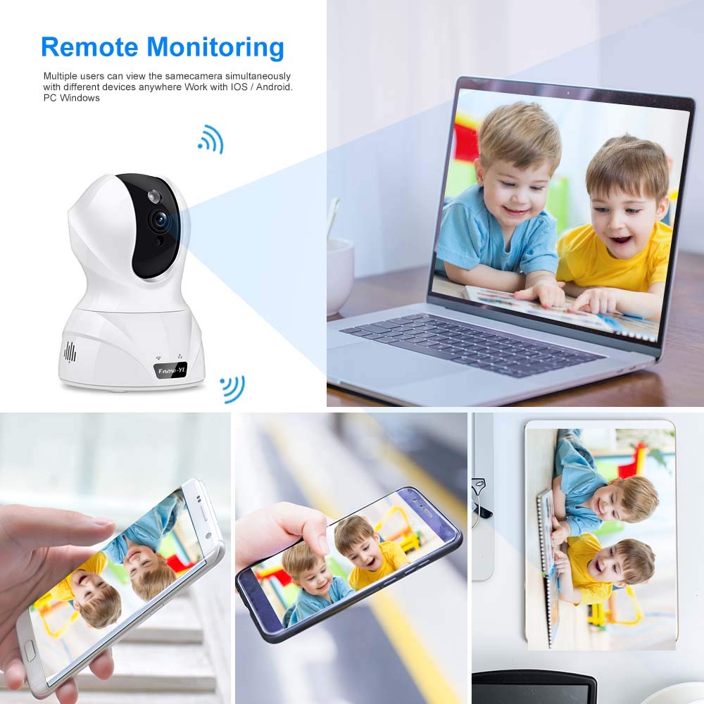 Home Security Camera, Enow-YL Wireless 3MP Surveillance Pan/Tilt/Zoom IP Indoor 2.4G WiFi Dome Camera with Motion Detection, Night Vision, Two Way Audio for Baby/Pet/Nanny Monitor, Work with Alexa