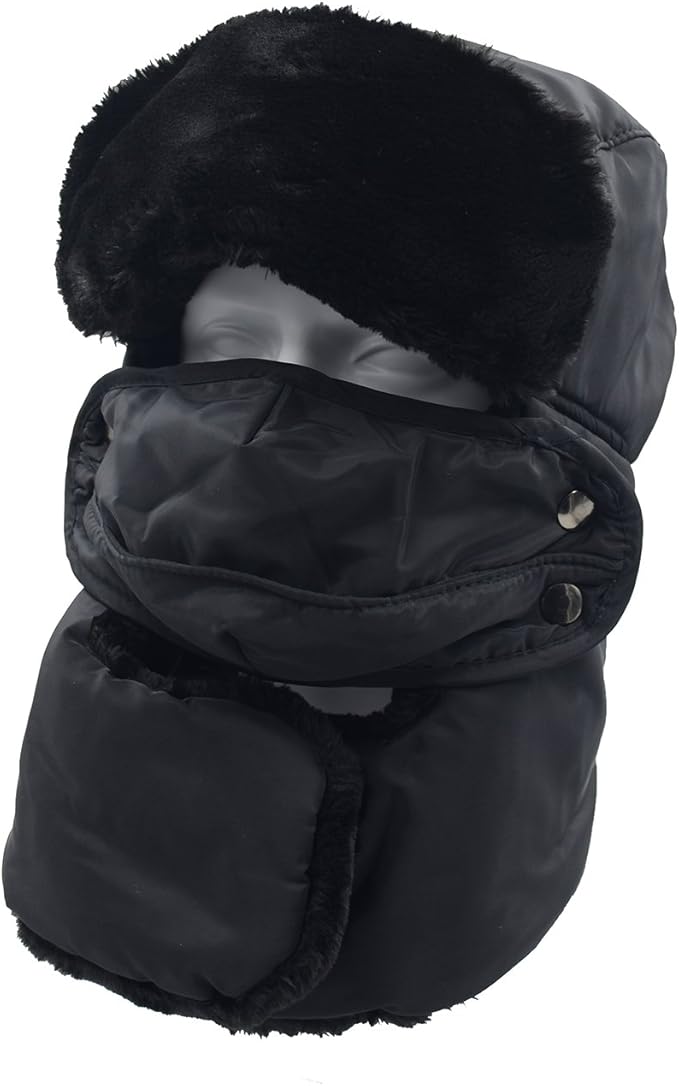 Melesh Winter Bomber Trapper Ushanka Russian Hunting Hat For Men with