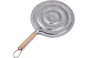 CALIDAKA Cast Iron Induction Diffuser Plate With Wooden Handle - Flame Guard Simmer Plate Ring For Electric Gas Stove and Glass Induction Cooktop