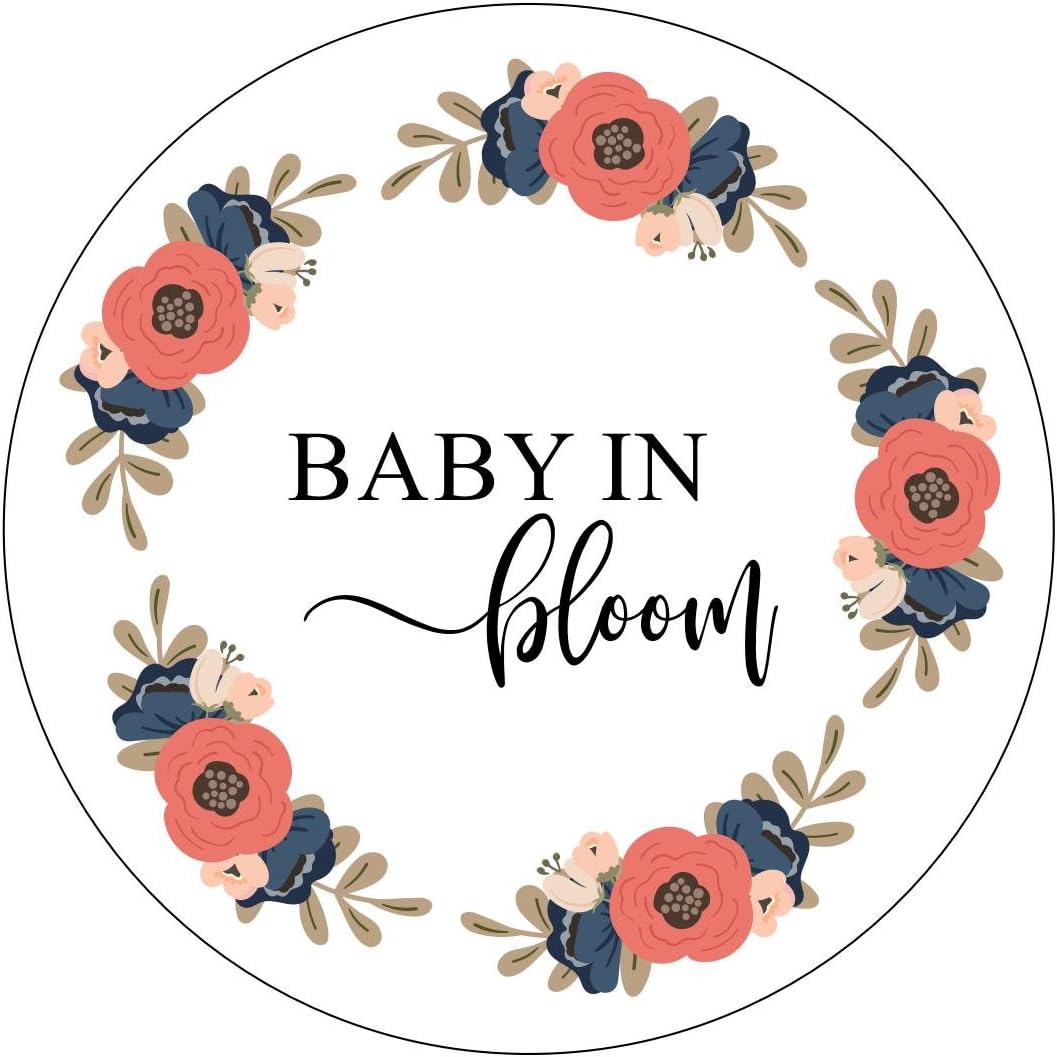 Baby in Bloom Stickers, Pink and Navy Blue Baby Shower, Favor Stickers, Labels, Seed Favors, Baby Shower Favor Stickers, Baby Shower Favor Tags, Garden Shower Favor Stickers