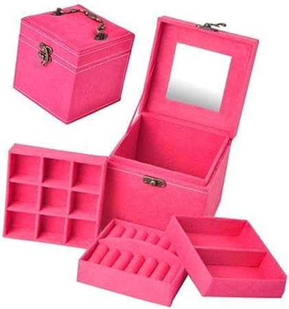 Amazon 全3色 子供用 アクセサリー ケース 3段 ジュエリー ボックス 女の子 鏡付き おもちゃ 宝石箱 収納 Box 箱 チェリーピンク ケース ボックス おもちゃ