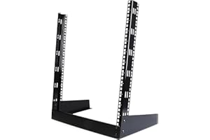 StarTech.com 2-Post 12U Desktop Server Rack, Small Open Frame 19in Computer Rack, Compact Network Rack for AV / Studio / Data / IT Equipment, Free Standing Two-Post Home/Office Rack (RK12OD)