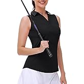 Kaleforneo Womens Sleeveless Golf Polo Shirts Collared V Neck Tank Tops Moisture Wicking Tennis Workout Clothes Quick Dry