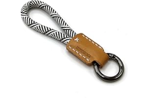 RONGBOER Handmade Cowhide Leather Short Keychain,Car Key Chain Accessories,Keychains for Women And Men,Cell Phone Lanyard