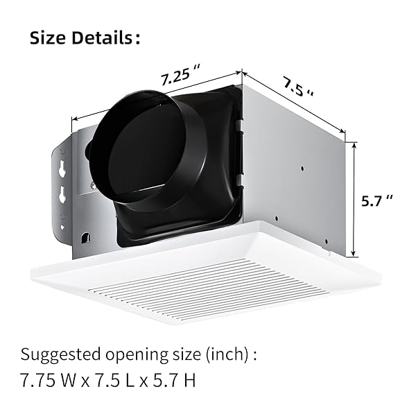 JOEAONZ BATHROOM EXHAUST FAN 110 CFM VERY QUIET WITH MATEL HOUSING, CEILING MOUNT VENTILATION FAN LARGE AIR-FLOW CAPACITY, ENERGY-SAVING HOUSEHOLD BATH VENT EXTRACTOR, WHITE PLASTIC GRILLE