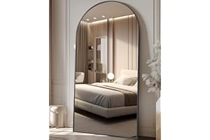 Antok Full Length Mirror, 81"x41" Oversized Floor Mirror Freestanding, Full Body Floor Standing Mirror with Stand, Hanging Mounted for Living Room Cloakroom,Black,Arched Style
