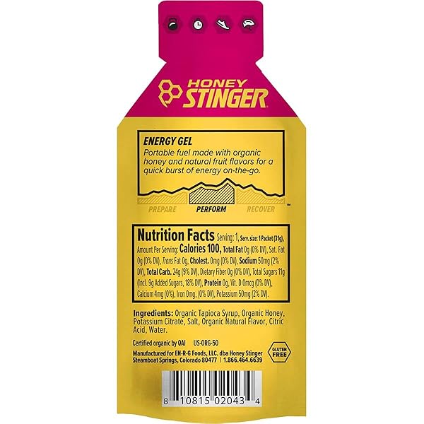 HONEY STINGER ORGANIC ENERGY GELS – 24-PACK FRUIT SMOOTHIE, ONE SIZE