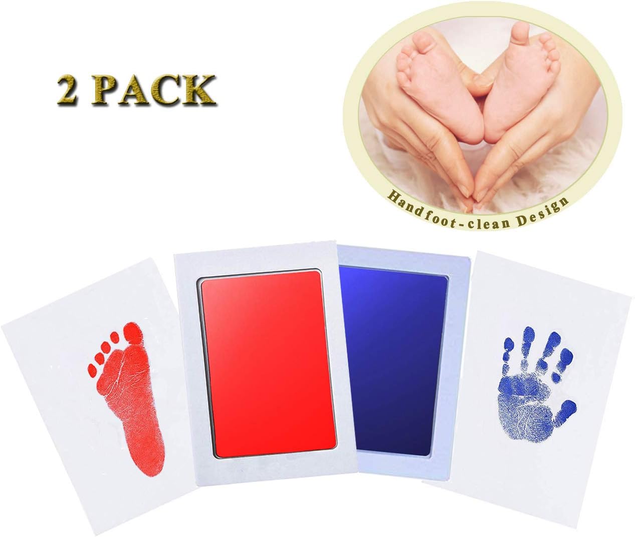Aikvigss Baby Footprint kit for Under 6 Months Baby Footprints Handprint and Fingerprint kit + 2