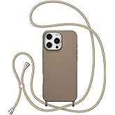 ZTOFERA for iPhone 16 Pro Case with Strap,Crossbody Phone Case with Adjustable Neck Shoulder Lanyard,Soft Silicone Shockproof Protective Phone Cover for iPhone 16 Pro 6.3 inch-Brown