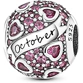 MULA Birthstone Charms 925 Sterling Silver for Bracelets and Necklaces - Dangle Pendants Beads With 5A Cubic Zirconia - Happy Birthday Mothers Day Jewelry