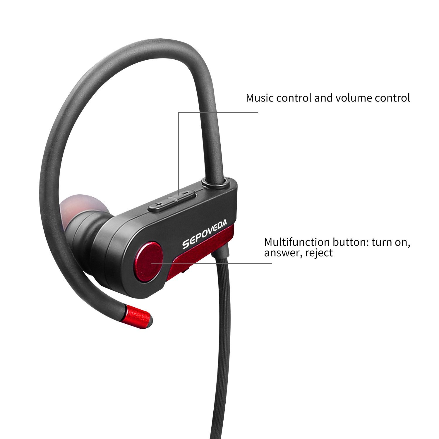 Sepoveda Bluetooth Headphones Wireless Earbuds with Mic| Sweat Proof Headphones, Noise Cancelling Tech, Crisp Sounds, HD Stereo Bass & Secure Fit