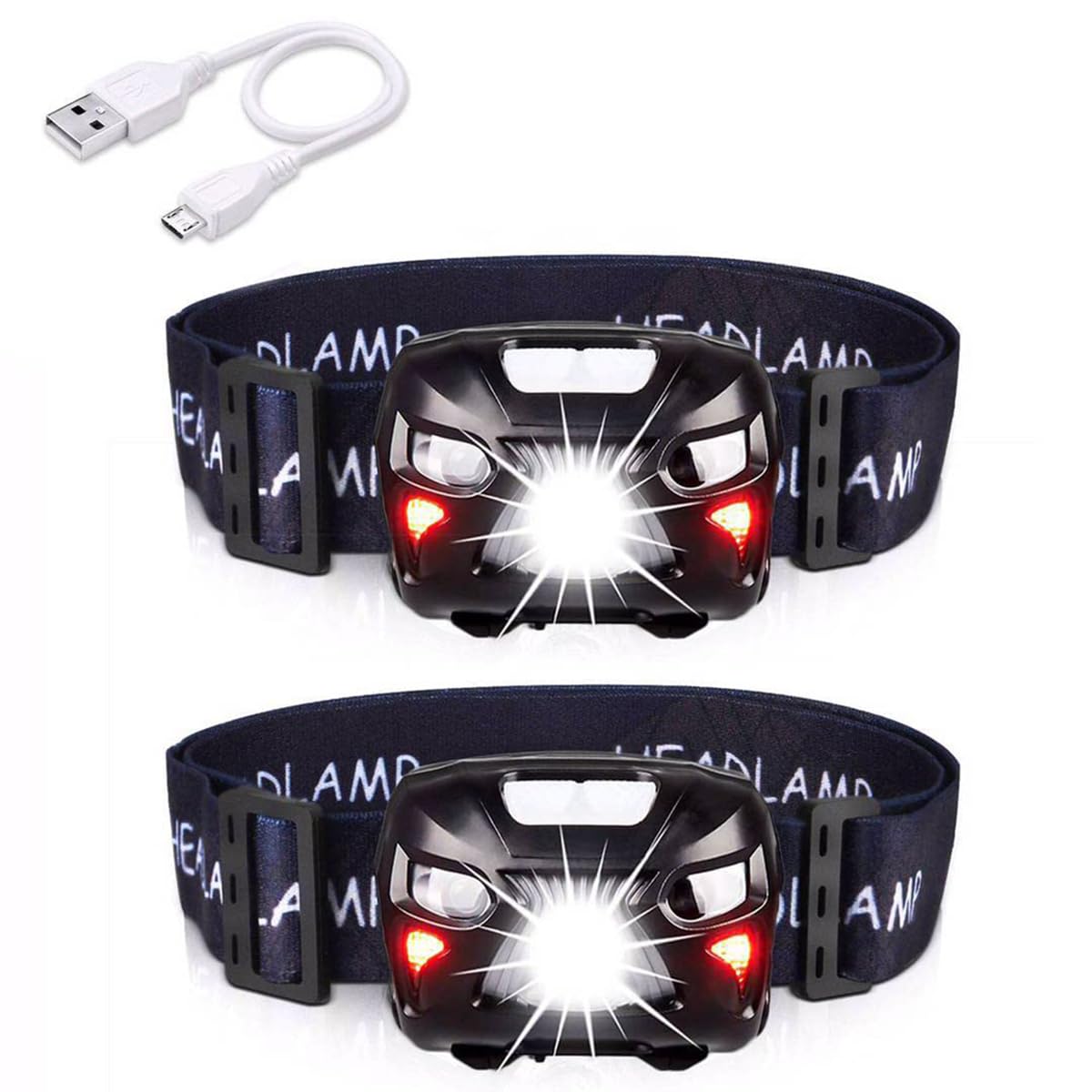 APUNOL 2Packs Head Torch, Rechargeable Waterproof Headlamp LED Headlight with Red Filter,Super Bright 800LM,8 Lighting Modes,Motion Sensor Switch for Camping Hiking Running Reading Outoor Sports