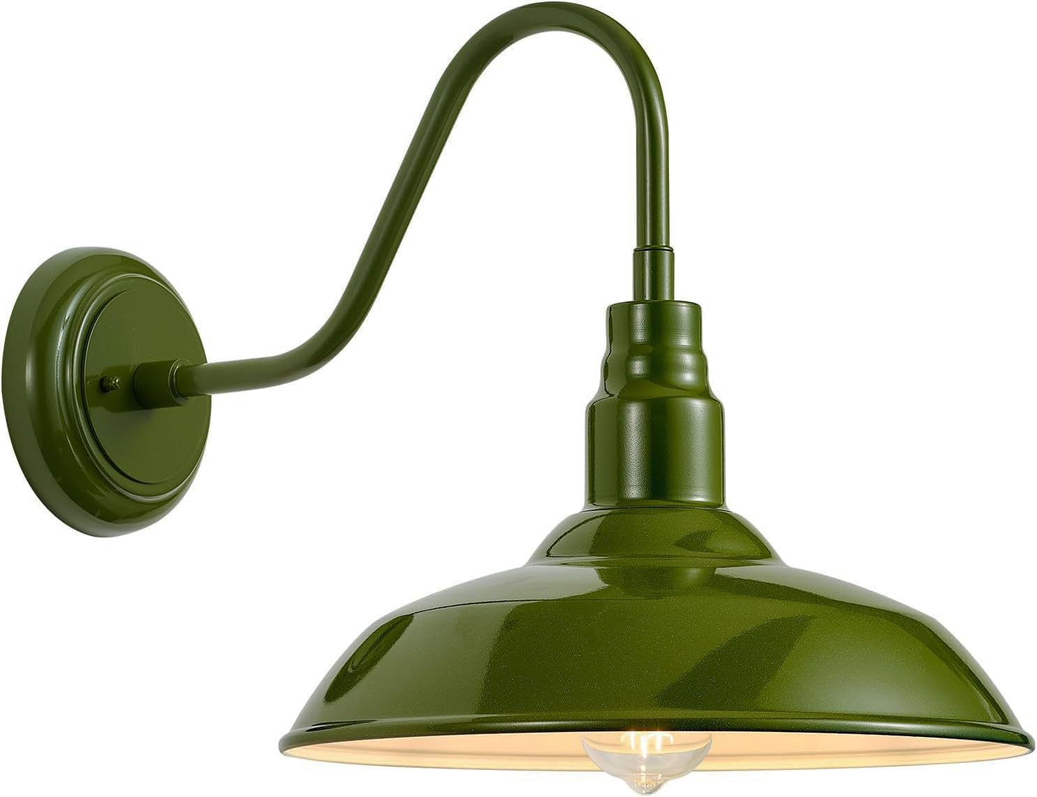 Photo 1 of GOALPLUS 14in Outdoor Gooseneck Lights for Farmhouse, Barn Style Goose Neck Wall Light Fxiture with Wall Mount, Olive Green Exterior Porch Sconce for Patio, Garage, House