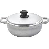 IMUSA 2 Qt Cast Aluminum Caldero Dutch Oven | Natural Finish, Riveted Handles with Aluminum Lid, Ideal for Rice, Soups, And Stews, Perfect for Serving Small Groups