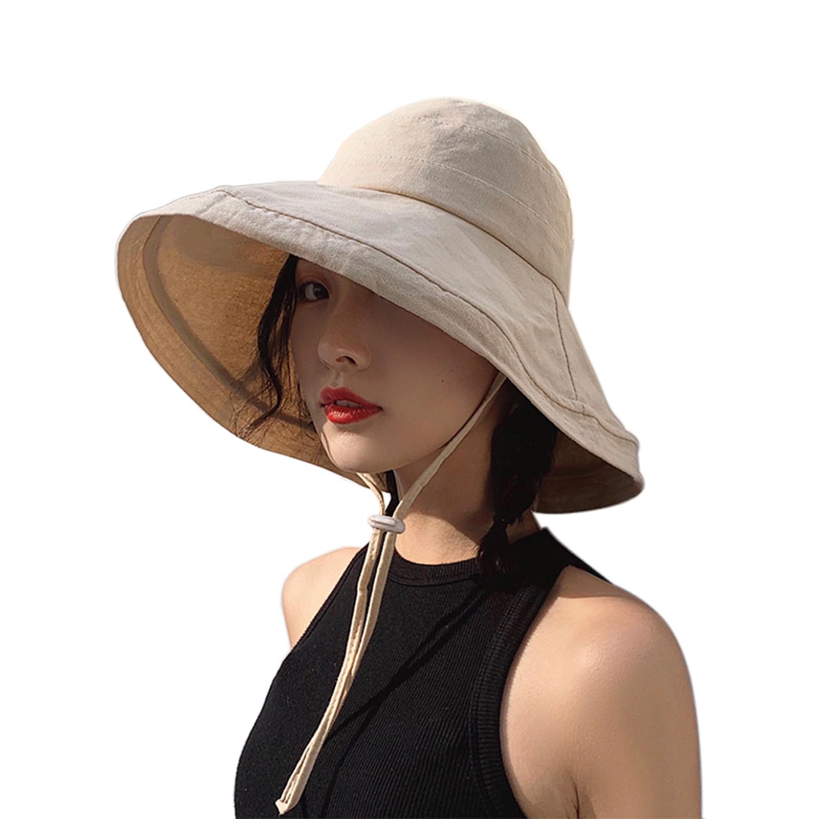 Photo 1 of DRIONO Wide Brim Bucket Hat - UPF50+ Protection Travel Beach Sun Hat with Semi-Rigid Adjustable Foldable Brim (Wheat)