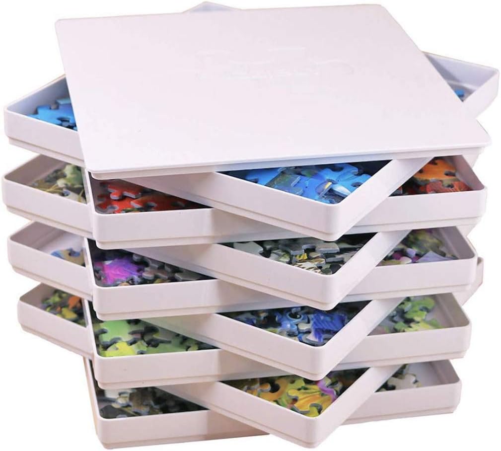 SSZZ Jigsaw Dedicated Slicing Box Durable Colorful Plastic Sorters Puzzle Storage Box Puzzle Accessory Up To 1000 Pieces(8 Pcs),A