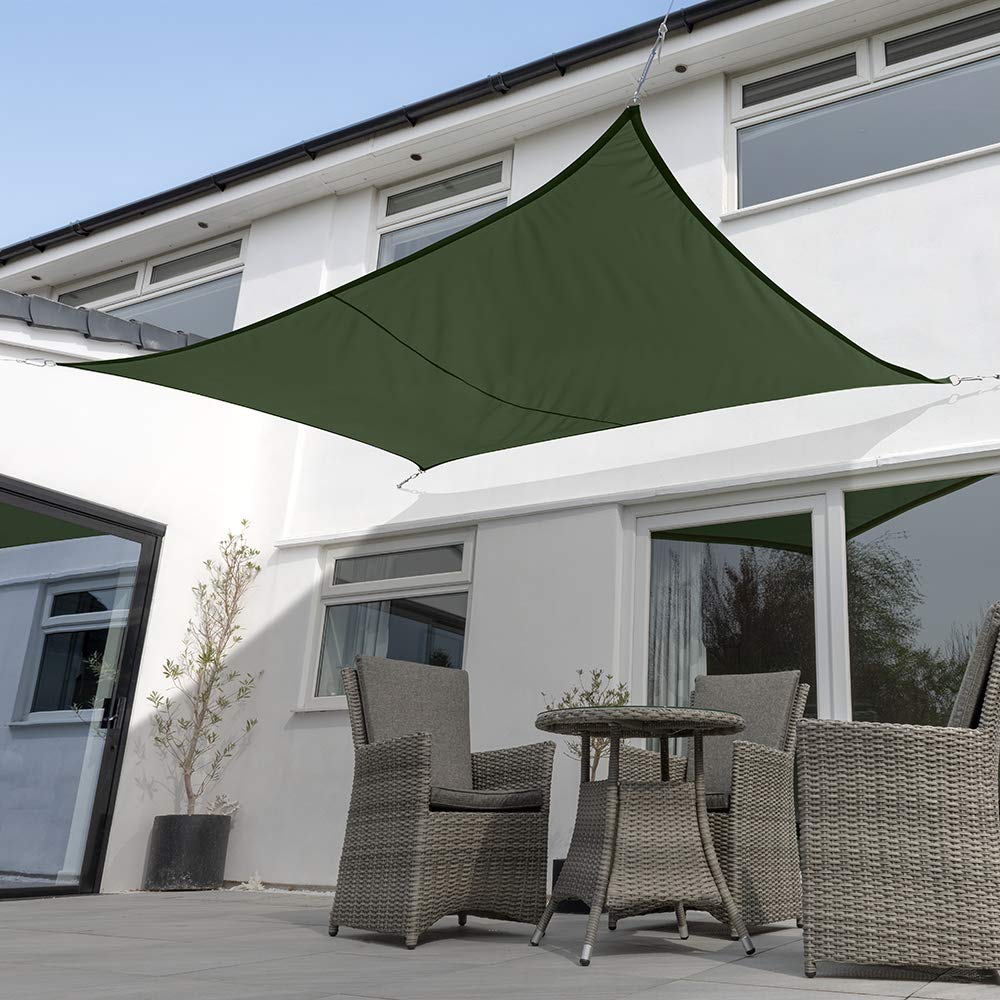 Kookaburra Waterproof Garden Sun Shade Sail Canopy in Green 98% UV Block (4m x 3m Rectangle)