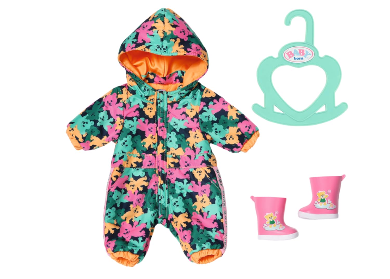 BABY born Little Outdoor Onesie 836323 - Onesie with Matching Wellies for 36cm Doll - Easy for Kids to Dress Independently - Suitable for Children from 1 Years Old, Green