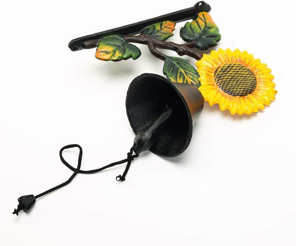 Sungmor Heavy Duty Cast Iron Sunflower Hand Bell, Hand-Painted Wall Decor for Indoor/Outdoor Use, Shape C, Sunflower, Shape C - Image 3