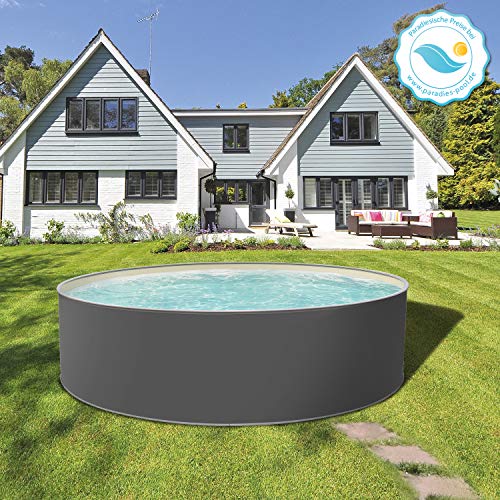 Paradies Pool® Edition grau Komplettset 1 rund, 350x120cm (Ø x H), Stahlwandbecken grau, Poolplane in Sand 0,6mm… – Bild 5