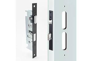 REIGAHOOD US Flat Slot Storm Door Mortise Lock Body Fits for Older Storm Doors, 5/16" Square Spindle Hub, 2-1/2" Handle PZ, 7/8" Backset, 7" Faceplate H.C., Non-Handed, Matte Black