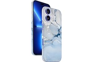 Skin Sticker for iPhone16, Protective Film Marble Design Vinyl Decal Cover Wrap for Phone's Back, Camera, Side (Blue)