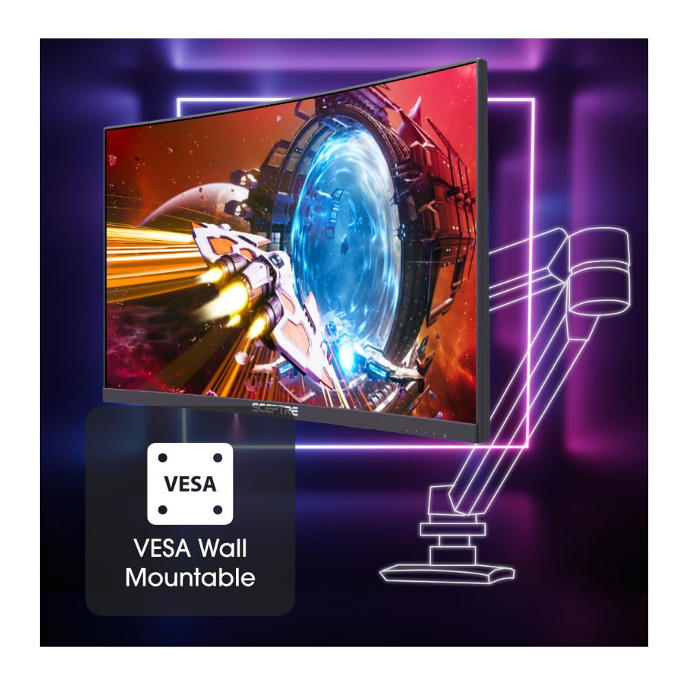 Sceptre Curved 24.5-inch Gaming Monitor up to 240Hz 1080p R1500 1ms DisplayPort x2 HDMI x2 Blue Light Shift Build-in Speakers, Machine Black 2023 (C255B-FWT240)