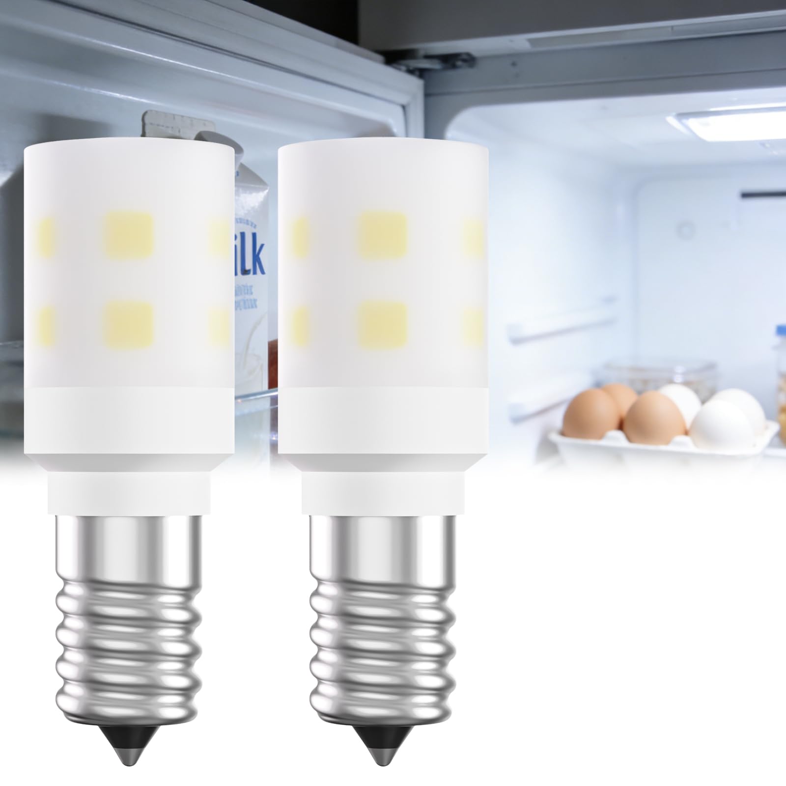 Noobibaba E14 Light Bulb for Sewing Machine Small Screw Fridge Bulb, 2W 6000K Cool White LED Replace 15W Incandecent Bulb, 2-Count Non-Dimmable