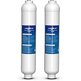 Inline Activated Carbon Block Water Filter with 1/4" Quick Connect, T33 In Line Water Filter Replacement Cartridge for Icemaker, Post Carbon Filter for RO Reverse Osmosis Water System (Pack of 2)