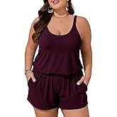 Summer Mae Plus Size Swim Romper Women One Piece Swimsuit Blouson Bathing Suit with Pockets 2026 Modest Swimwear