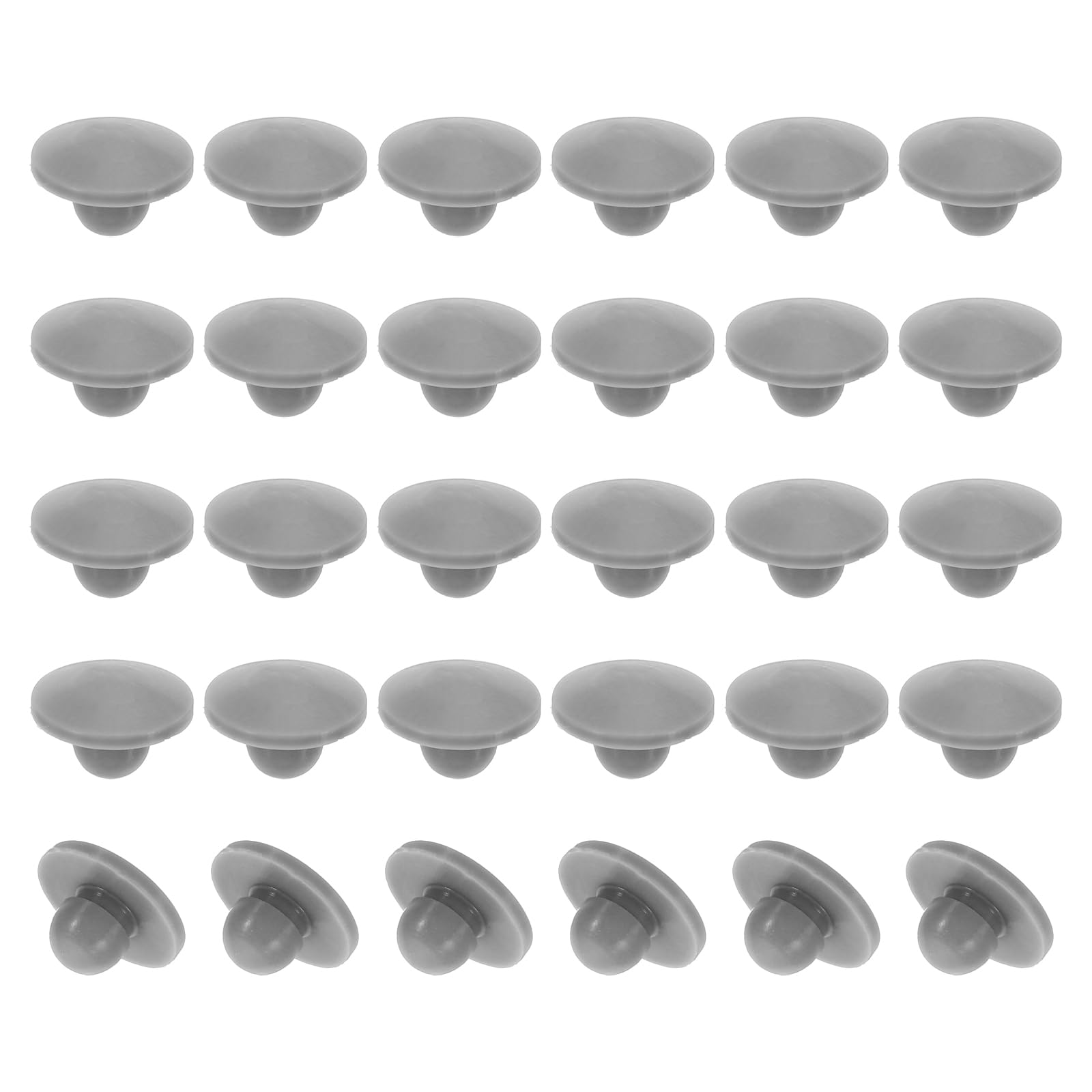 PATIKIL 5mm Diameter Silicone Round Snap, 40 Pcs in Type Locking Furniture Hole Plug Button Wide Edge Arc Protective Cover Fit for 5-5.5mm Hole for Seal Bulkhead Cylinder, Grey