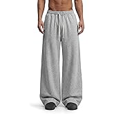 COOLGYM Mens Baggy Sweatpants Wide Leg Lounge Pants Deep Pockets Open Bottom Elastic Drawstring Air Layer No Wrinkle Joggers