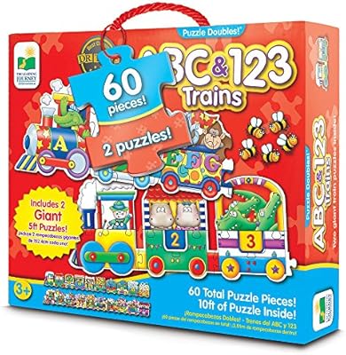 The Learning Journey Puzzle Doubles Giant Abc 123 Train Floor Puzzles Two Puzzles In One - 