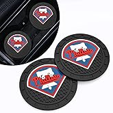 Phila Phillies Car Cup Holder Coasters for Baseball Fans,Philadelphia Phillies Car Coasters for Vehicle Drink Holder,Baseball Stuffs Phillies Car Cup Holder Insert,Gifts for Baseball Fans,Car Cup Mat