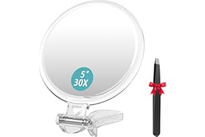 Auxmir 1X/30X Magnifying Mirror with Handle, Hand Makeup Mirror, Double Sided Foldable Handheld Mirror, Portable Small Travel