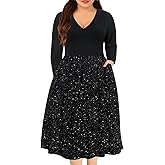 RITERA Plus Size Dresses for Curvy Women Long Sleeve Dress High Waisted Fall Winter Flowy Casual Dress XL-5XL