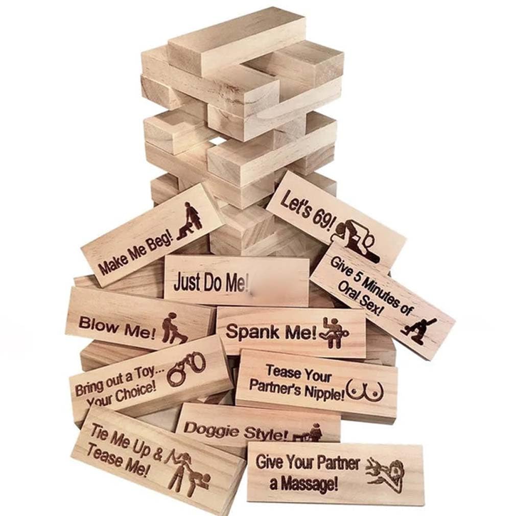 48PCS Super Naughty Block Tower Game, Couple Game Blocks, Block Tower Game, Mini Tumbling Tower, Wooden Stacking Blocks,Love & Naughty Stacking Tower Wooden Blocks, Lust Tower - Game for Adults