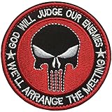 SpaceAuto 3D Embroidered God Will Judge Our Enemies We'll Arrange the Meetings Punisher Military Tactical Morale Hook & Loop Patch 3.15