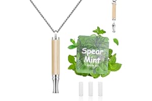 LAMKHOO Breathing Necklace to Quit Smoking and Vaping with Refillable Mint Pods Stop Smoking Aids Fidget Necklace for Anxiety Relief Smokeless Inhaler for Adults (Maple)