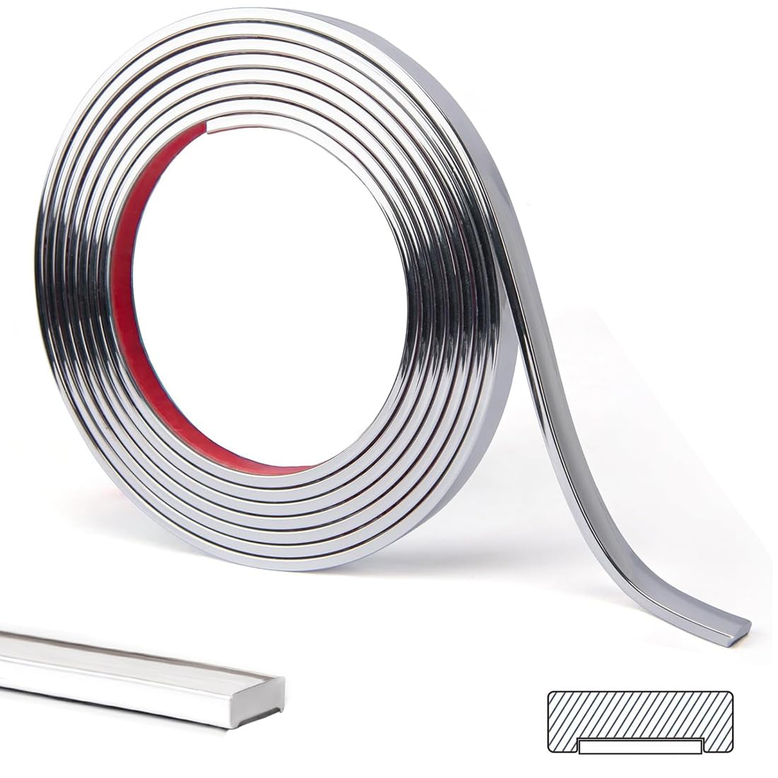 Lcxecnw 32.8 Ft Peel and Stick trim,Flexible Peel and Stick trim Molding,Molding Trim for Wall Tile Edges,Kitchen,Ceilings,Backsplash and Mirrior Frame Decor(Silver)