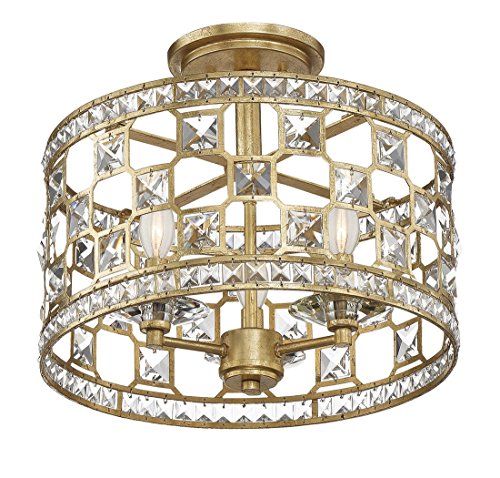 Savoy House 6-842-3-33 Clarion 3-Light Crystal Semi-Flush in Gold Bullion
