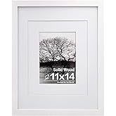 Egofine 11x14 Picture Frame White - Photo Frame Made of Solid Wood Covered by Plexiglass for Table Top Display Pictures 5x7/8x10 with Mat or 11x14 Without Mat